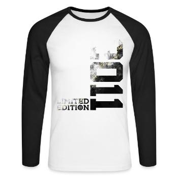 15TH BIRTHDAY 15 YEARS LIMITED EDITION 2011 - Unisex Long Sleeve Baseball T-Shirt - white/black - Front - Nik (191cm)
