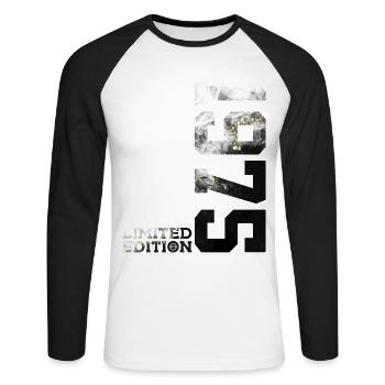 51ST BIRTHDAY 51 YEARS LIMITED EDITION 1975 - Unisex Long Sleeve Baseball T-Shirt - white/black - Front - Nik (191cm)