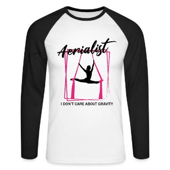 Aerial Silks for Aerial Yoga and Aerial Gymnastics - Unisex Long Sleeve Baseball T-Shirt - white/black - Front - Nik (191cm)