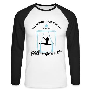 Aerial Silk Dancer for Aerial Ribbon and Aerialist - Unisex Long Sleeve Baseball T-Shirt - white/black - Front - Nik (191cm)