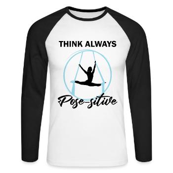 Aerial Silk Dancer for Aerial Ribbon and Aerialist - Unisex Long Sleeve Baseball T-Shirt - white/black - Front - Nik (191cm)