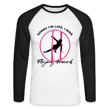 Aerial Silk Dancer for Aerial Ribbon and Aerialist - Unisex Long Sleeve Baseball T-Shirt - white/black - Front - Nik (191cm)