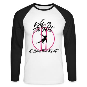 Aerial Silk Dancer for Aerial Ribbon and Aerialist - Unisex Long Sleeve Baseball T-Shirt - white/black - Front - Nik (191cm)