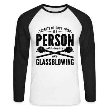 There's No Such Thing As A Glass Craft Glassblower - Unisex Long Sleeve Baseball T-Shirt - white/black - Front - Nik (191cm)