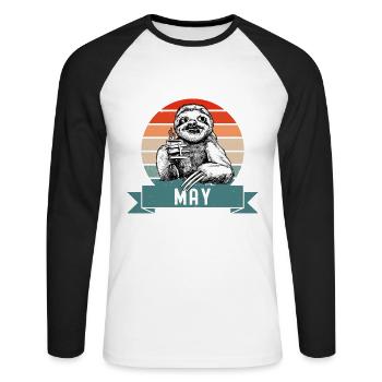 Legends Were Born In May 1954 Sloth Sloth - Unisex Long Sleeve Baseball T-Shirt - white/black - Front - Nik (191cm)