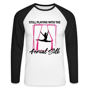 Aerial Silk Dancer for Aerial Ribbon and Aerialist - Unisex Long Sleeve Baseball T-Shirt - white/black - Front - Nik (191cm)