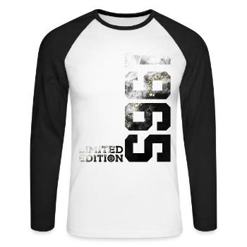 61ST BIRTHDAY 61 YEARS LIMITED EDITION 1965 - Unisex Long Sleeve Baseball T-Shirt - white/black - Front - Nik (191cm)