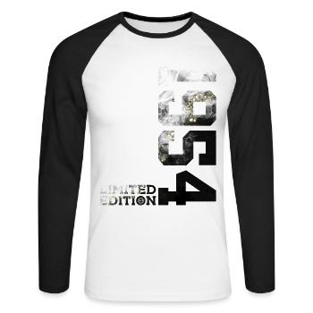 71ST BIRTHDAY 71 YEARS LIMITED EDITION 1954 - Unisex Long Sleeve Baseball T-Shirt - white/black - Front - Nik (191cm)