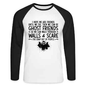 Paranormal Ghost Hunter Ghosts Gift Idea - Unisex Long Sleeve Baseball T-Shirt - white/black - Front - Nik (191cm)