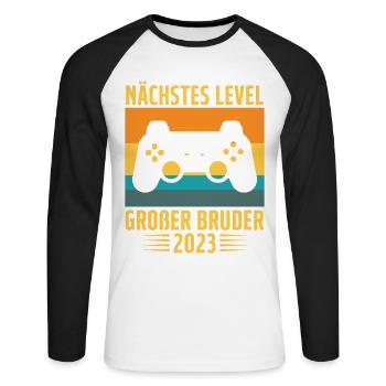 Ich Werde Großer Bruder 2023 - Unisex Baseballshirt langarm - Weiß/Schwarz - Vorne - Nik (191cm)