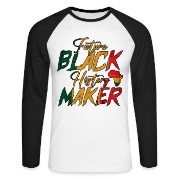 Future Black History Maker Black History Month - Unisex Long Sleeve Baseball T-Shirt - white/black - Front - Nik (191cm)