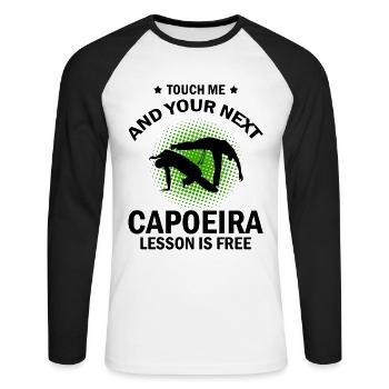 Arts martiaux brésiliens pour instruments de capoeira - T-shirt baseball manches longues Homme - blanc/noir - Devant - Nik (191cm)