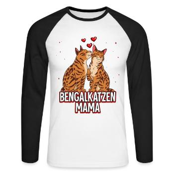 Bengalkatzen Mama - Unisex Baseballshirt langarm - Weiß/Schwarz - Vorne - Nik (191cm)