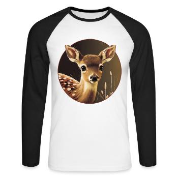 Roe deer fawn forest animals - Unisex Long Sleeve Baseball T-Shirt - white/black - Front - Nik (191cm)