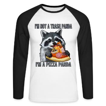 I'm not a trash panda, I'm a pizza panda - Unisex Baseballshirt langarm - Weiß/Schwarz - Vorne - Nik (191cm)