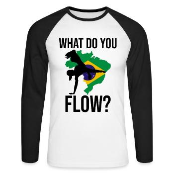 Dicton de danse afro-brésilienne pour la Capoeira - T-shirt baseball manches longues Homme - blanc/noir - Devant - Nik (191cm)