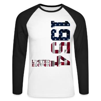 LIMITED EDITION 1954 USA 72ND BIRTHDAY - Unisex Long Sleeve Baseball T-Shirt - white/black - Front - Nik (191cm)