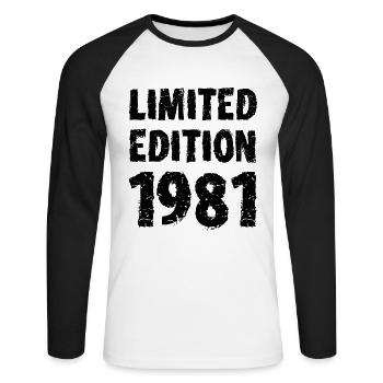 1981 Limited Edition Geburtstag Geschenk Frau Mann - Unisex Baseballshirt langarm - Weiß/Schwarz - Vorne - Nik (191cm)