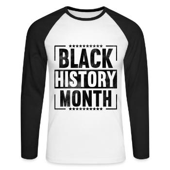 Black History Month - Unisex Long Sleeve Baseball T-Shirt - white/black - Front - Nik (191cm)