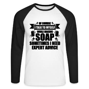 Of Course I Talk To Soapmaking Soaper Soap Maker - Unisex Baseballshirt langarm - Weiß/Schwarz - Vorne - Nik (191cm)