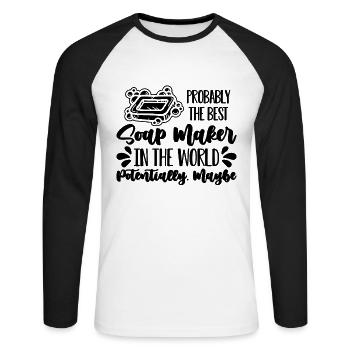 Probably The Best Soapmaking Soaper Soap Maker - Unisex Baseballshirt langarm - Weiß/Schwarz - Vorne - Nik (191cm)