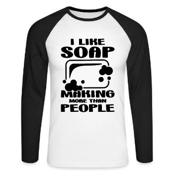 I Like Soap Making More Handicrafts Soap Maker - Unisex Baseballshirt langarm - Weiß/Schwarz - Vorne - Nik (191cm)