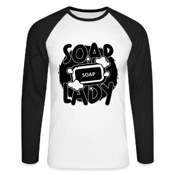 Soap Lady Essential Oils Saponification Soap Maker - Unisex Baseballshirt langarm - Weiß/Schwarz - Vorne - Nik (191cm)