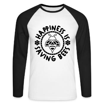 Le bonheur sauve l’apiculteur apiculteur - T-shirt baseball manches longues Homme - blanc/noir - Devant - Nik (191cm)