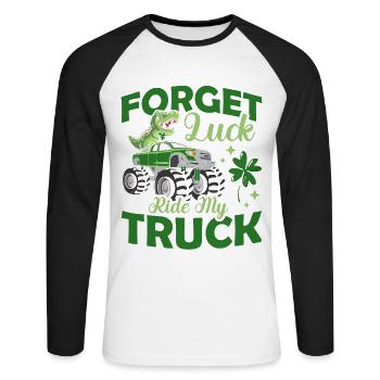 Oubliez le bonheur Montez mon camion Dinosaur St. - T-shirt baseball manches longues Homme - blanc/noir - Devant - Nik (191cm)