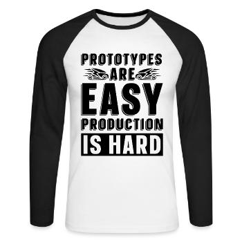 Prototypes Are Easy Programmer Engineer Robotics - Unisex Long Sleeve Baseball T-Shirt - white/black - Front - Nik (191cm)