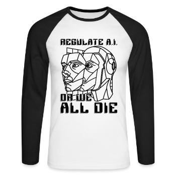Réglementer l’IA ou nous tous la robotique de la science des données - T-shirt baseball manches longues Homme - blanc/noir - Devant - Nik (191cm)