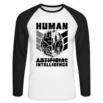 Human Artificial Intelligence Technology Robotics - Unisex Baseballshirt langarm - Weiß/Schwarz - Vorne - Nik (191cm)