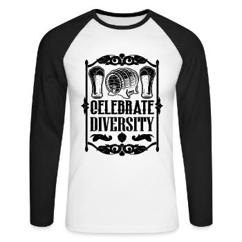 Celebrate Diversity Loves Home Brewer Beer Brewer - Unisex Baseballshirt langarm - Weiß/Schwarz - Vorne - Nik (191cm)