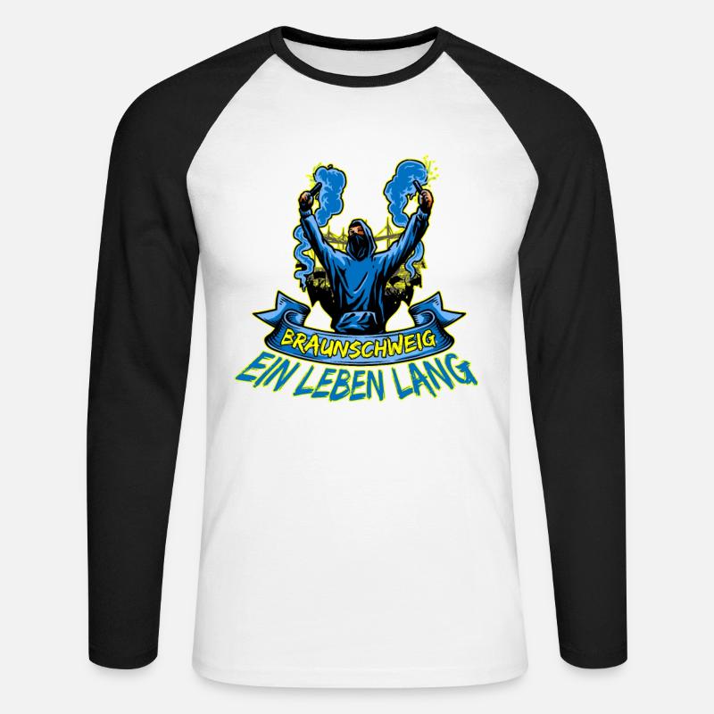 Braunschweig ein Leben lang - Unisex Baseballshirt langarm - Weiß/Schwarz