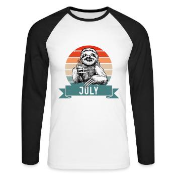 Legends Were Born In July 1983 Sloth Sloth - Unisex Long Sleeve Baseball T-Shirt - white/black - Front - Nik (191cm)
