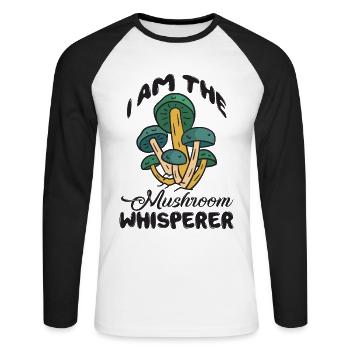 Mushroom pickers and mushroom friends - Unisex Long Sleeve Baseball T-Shirt - white/black - Front - Nik (191cm)