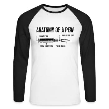 Anatomie d’un Pew Gunsmith Champ de tir Armuriers - T-shirt baseball manches longues Homme - blanc/noir - Devant - Nik (191cm)