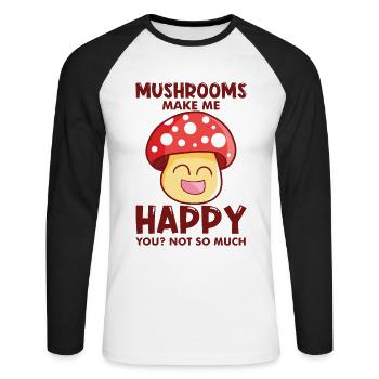 Mushroom pickers and mushroom friends - Unisex Long Sleeve Baseball T-Shirt - white/black - Front - Nik (191cm)
