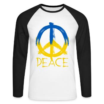 Peace for all people in the Ukraine war - Unisex Long Sleeve Baseball T-Shirt - white/black - Front - Nik (191cm)