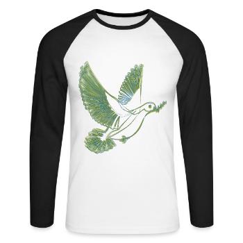 Colombe de la paix Paix pour l’Ukraine - T-shirt baseball manches longues Homme - blanc/noir - Devant - Nik (191cm)