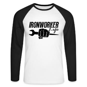Métallurgiste Life Arc Welding Serrurier Ferronniers - T-shirt baseball manches longues Homme - blanc/noir - Devant - Nik (191cm)