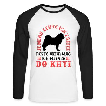 Do Khyi mehr mögen Tibetmastiff Tibetdogge - Unisex Baseballshirt langarm - Weiß/Schwarz - Vorne - Nik (191cm)