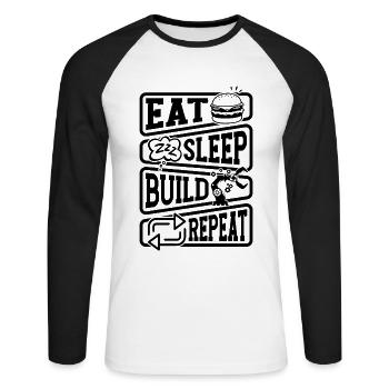Eat Sleep Build Robotics Robot Robotics Engineer - Unisex Baseballshirt langarm - Weiß/Schwarz - Vorne - Nik (191cm)