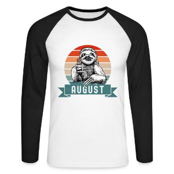 Les légendes sont nées en août 1970 paresseux défectueux - T-shirt baseball manches longues Homme - blanc/noir - Devant - Nik (191cm)