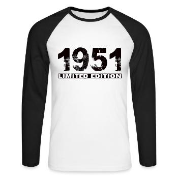 Édition limitée 1951 - T-shirt baseball manches longues Homme - blanc/noir - Devant - Nik (191cm)