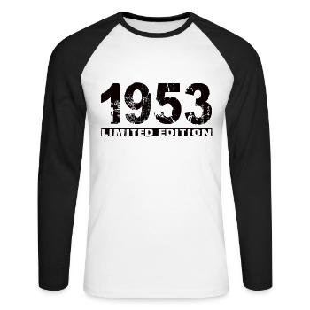 Édition limitée 1953 - T-shirt baseball manches longues Homme - blanc/noir - Devant - Nik (191cm)