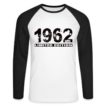 Édition limitée 1962 - T-shirt baseball manches longues Homme - blanc/noir - Devant - Nik (191cm)