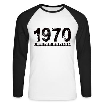 Édition limitée 1970 - T-shirt baseball manches longues Homme - blanc/noir - Devant - Nik (191cm)