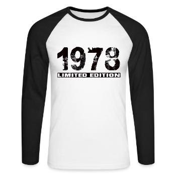 Limited Edition 1978 - Unisex Long Sleeve Baseball T-Shirt - white/black - Front - Nik (191cm)