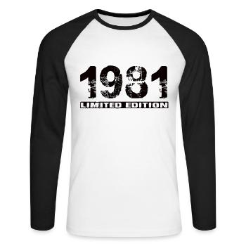 Édition limitée 1981 - T-shirt baseball manches longues Homme - blanc/noir - Devant - Nik (191cm)